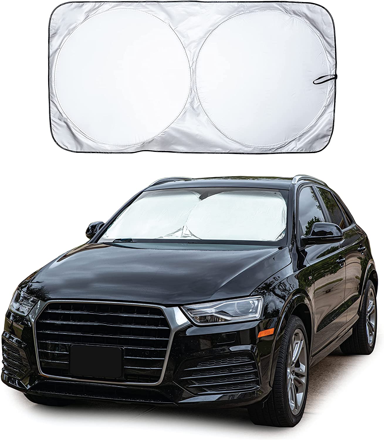 Car Windshield Sun Shade with Storage Pouch | 4.4/5 Star Rating | Free Delivery |Return policy - Buy On Amazon